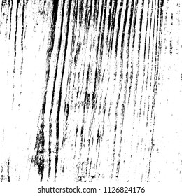 Weathered rural grainy timber backdrop. Wooden dry planks distressed overlay texture with knot. Grunge old wood black cover template. Aged dried board creative element. EPS10 vector.