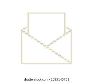 Weathered vector envelope resting on surface, revealing empty page signaling nostalgic communication method