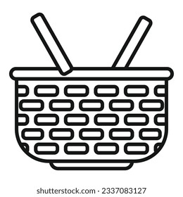 Tejer el vector de contorno de icono de cesta. Mazo de picnic. Cuadro de control