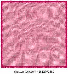 Weave laced napkin, serviette, rug, mat, carpet with decorative fringe in pink colors isolated on white background