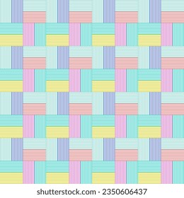 Weave pattern, geometric shapes arrange in various pastal colors, repeat and seamless for paper, print, wrapping, textile.
