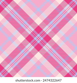 Weave pattern vector tartan, manufacture texture check textile. Interior seamless fabric background plaid in pink and misty rose colors.
