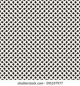 Weave Seamless Pattern. Stylish Repeating Texture. Braiding Background of Intersecting Stripes Lattice. Black and White Geometric Vector Illustration.