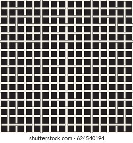Weave Seamless Pattern. Stylish Repeating Texture. Braiding Background of Intersecting Stripes Lattice. Black and White Geometric Vector Illustration.
