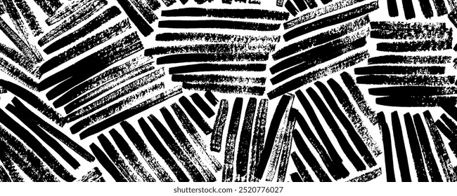 Weave seamless pattern with textured brush strokes. Abstract geometric simple textile print. Hand drawn vector rough background. Straight line vector brush strokes. Intricate hand drawn texture.