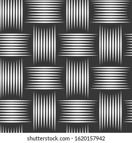 Weave seamless pattern, vector linear background with woven texture, textile knitted repeat tiling wallpaper, perfect simplistic minimal design.