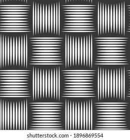 Weave seamless pattern, vector linear background with woven texture, textile knitted repeat tiling wallpaper, perfect simplistic minimal design.