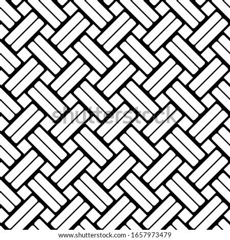 Weave seamless pattern. Woven stripes lattice. Simple diagonal wicker background. Basket background. Weaving texture. Interlacing lines for design prints. Black and white interlace fiber. Vector  Foto d'archivio © 