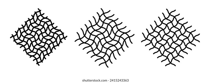 Weave Texture Line Icon. Cloth Pattern Design Icon in Black and White Color.