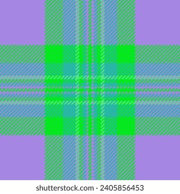 Weave texture seamless fabric, argyle plaid pattern tartan. Aesthetic check vector background textile in violet and bright colors.