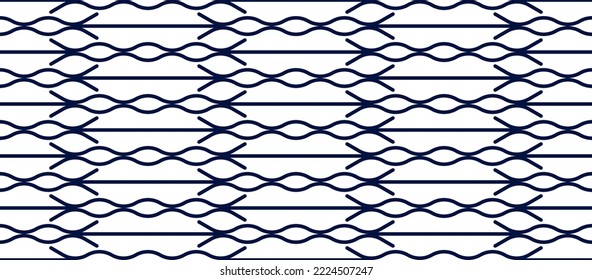 Weave of wavy lines, seamless vector pattern