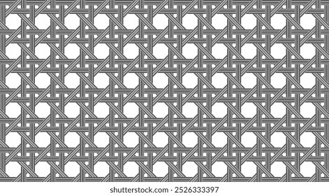 weave woven bamboo panel with polygonal pattern, seamless pattern texture. vector illustration isolated on white background.	