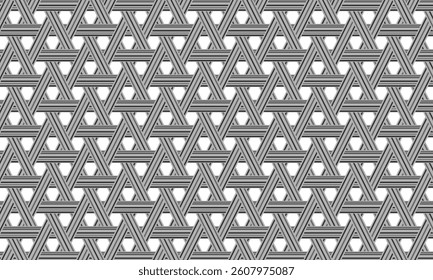 weave woven bamboo panel with triangle pattern, seamless pattern texture. vector illustration isolated on white background.	
