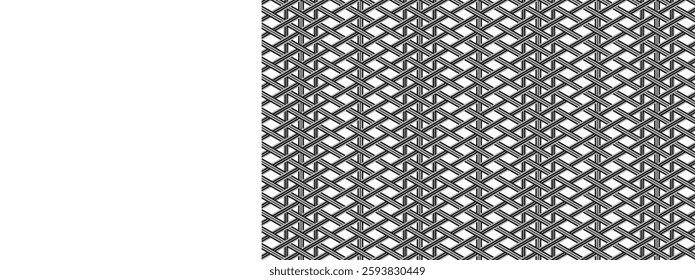 weave woven bamboo seamless pattern background, square shape, vector illustration isolated on white background.	