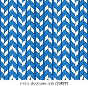 Weaving blue and white braids in a seamless vector pattern