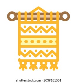 vectores de iconos de color de alfombra de tejido. señal de alfombra tejiendo. ilustración de símbolo aislado