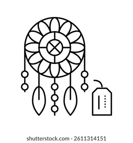 weaving dream cathcer handmade line icon vector. weaving dream cathcer handmade sign. isolated contour symbol black illustration