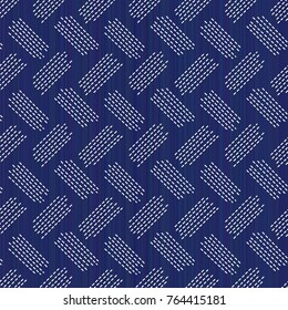 Weaving. Japanese sashiko motif. Seamless pattern. Abstract backdrop. Needlework texture. Traditional Japanese Embroidery Ornament. For decoration or printing on fabric. Pattern fills.