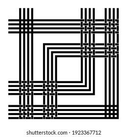 Patrón de motivos de línea de tejido. Motif Contemporáneo. Ilustración de decoración de líneas para interiores, exteriores, alfombras, textiles, prendas de vestir, tela, seda, mosaico, plástico, papel, envuelto, tapicería, etc. Vector Illus