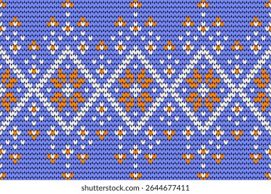Webmuster, Stickerei, quadratische Blumen mit Motiven, Dekoration, blauer Hintergrund, nahtlose horizontale.