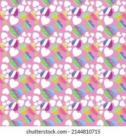 Weaving Pattern square more frequent, Vector seamless pattern. Modern stylish texture. Trendy graphic design for out clothes test equipment, interior, wallpaper hearts colors paint  pink.