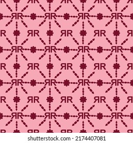 Tejer cuadrado de patrón más frecuente, Vector patrón sin fisuras. Textura moderna y elegante. Diseño gráfico de moda para equipos de prueba de ropa, interiores, tapicería. Texto RR rojo. Sobre fondo rojo claro.