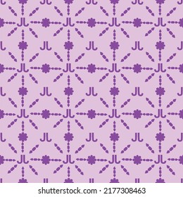 Weaving Pattern square more frequent, Vector seamless pattern. Modern stylish texture. Trendy graphic design for out clothes test equipment, interior, wallpaper. Text JJ. On purple background.