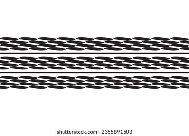 Weaving of pattern vector. Design horizontal ropes with stripes black on white background. Design print for illustration, textile, texture, wallpaper, background, fabric, carpets. Set 9