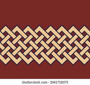 Tejiendo lazo continuo de motivos celticos ornamentales. Fácil de colorear las telas de cuerda. Patrón de línea de interlineado geométrico minimalista. Clásico colorante adorno gráfico pegado bloque de impresión textil