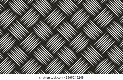 Weaving seamless pattern, traditional wicker lacing handcraft endless abstract background, geometric line weave wallpaper.