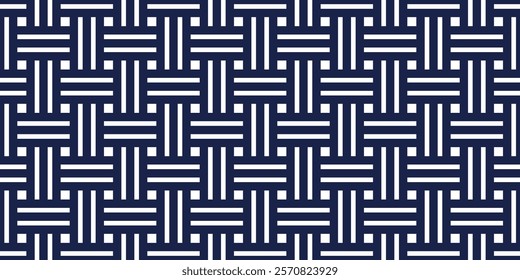 Weaving seamless pattern, traditional wicker lacing handicraft endless abstract background, geometric line weave wallpaper.