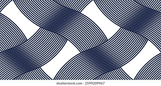 Weaving seamless pattern, traditional wicker lacing handcraft endless abstract background, geometric line weave wallpaper.