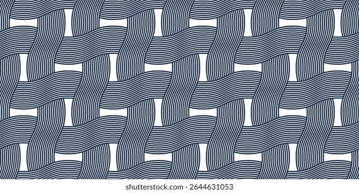 Weaving seamless pattern, traditional wicker lacing handcraft endless abstract background, geometric line weave wallpaper.