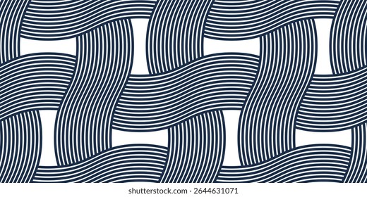 Weaving seamless pattern, traditional wicker lacing handcraft endless abstract background, geometric line weave wallpaper.