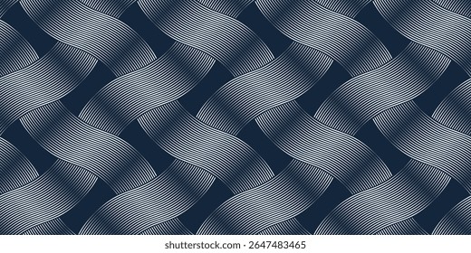 Weaving seamless pattern, traditional wicker lacing handcraft endless abstract background, geometric line weave wallpaper.