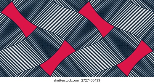 Tecendo padrão sem emenda, tradicional wicker laço artesanato fundo abstrato sem fim, linha geométrica tecer papel de parede.