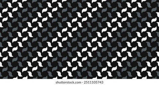Weaving texture pattern twist shape background. Crisscross line shaped plaid texture design. Scarf, dress, shirt textile fabric swatch. Easy to recolor allover print block. Black white vector graphic.
