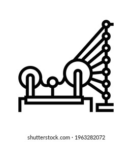 weaving and warping cotton machine line icon vector. weaving and warping cotton machine sign. isolated contour symbol black illustration