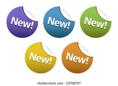 Web 2.0 Badges / Buttons with the written word 'new'