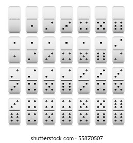 Web 2.0 buttons domino set of 28 pieces. White game blocks with shadows and reflections on white background