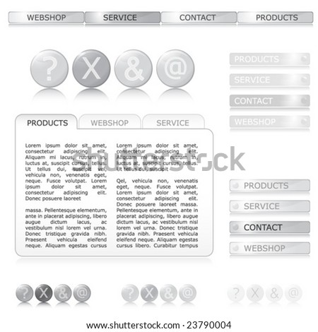 Web 2.0 elements in fancy grayscale