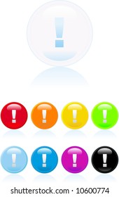 web 2.0 glossy button with exclamation mark icon
