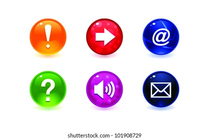 web 2.0 spherical button with symbols.