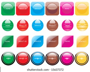 web 2.0 style menu button series set 9