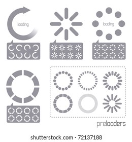 Web 2.0 Vector Progress Loader Icons. A collection of vector internet progress loader icons