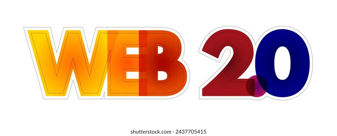 Web 2.0 - websites that emphasize user-generated content, ease of use, participatory culture and interoperability for end users, colourful text concept background