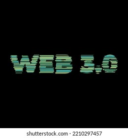 Web 3 ist das berühmte neue Internet, das auf Kryptowährung und dezentralisierten Netzwerken basiert, auch Metaverse genannt, mit Blockchain-Technologie und virtueller Realität - Logo mit Glitseffekt
