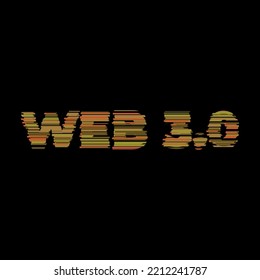 Web 3 ist das berühmte neue Internet, das auf Kryptowährung und dezentralisierten Netzwerken basiert, auch Metaverse genannt, mit Blockchain-Technologie und virtueller Realität - Logo mit Glitseffekt