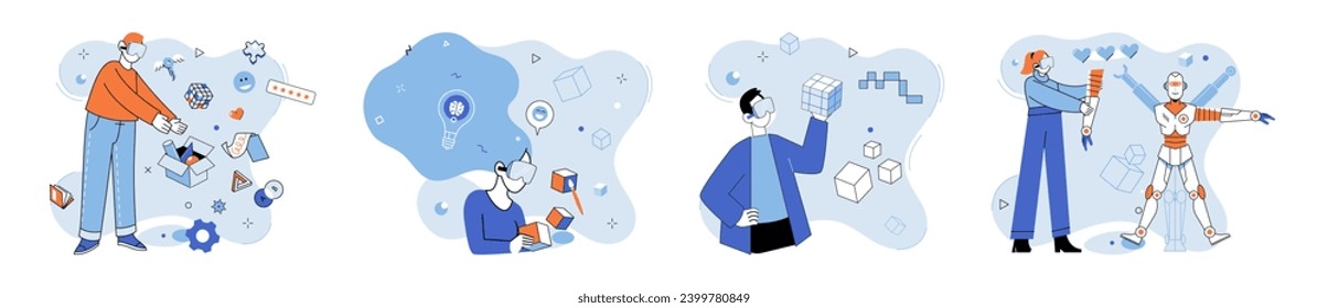 Ilustración vectorial Web 3. El ciberespacio representa el ámbito digital interconectado donde se producen interacciones web3 La digitalización transforma las industrias tradicionales al aprovechar las capacidades web3