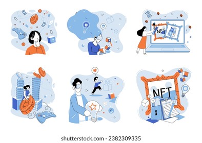 Web 3 vector illustration. The web3 concept embodies vision decentralized and user centric internet Information on blockchain is securely stored and accessible to participants in web3 ecosystem